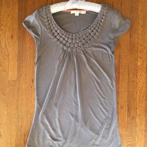 Boden Crochet Trim Grey Tuscany Top Size 2-WL793